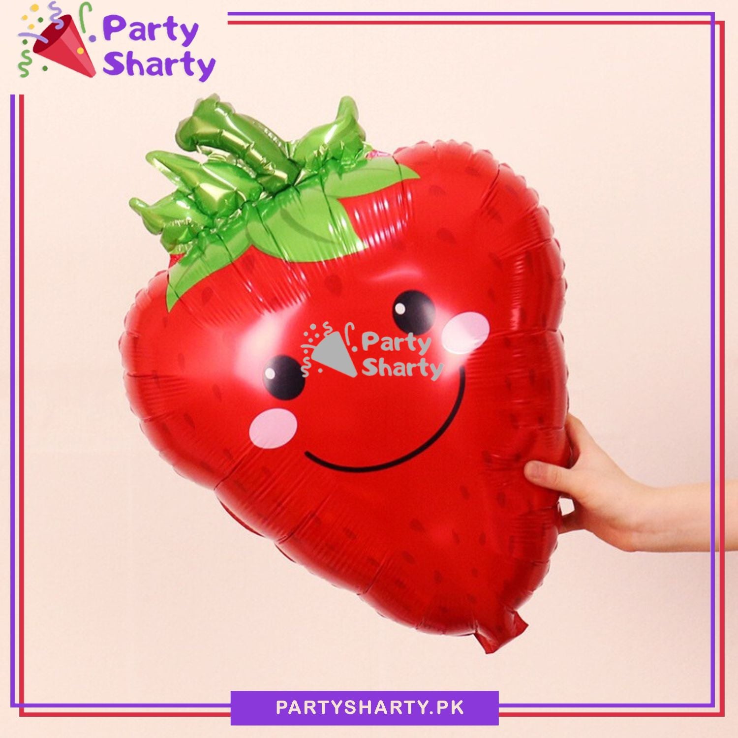 Smiley Strawberry Foil Balloon For Fruit Theme Party Decoration and Celebration