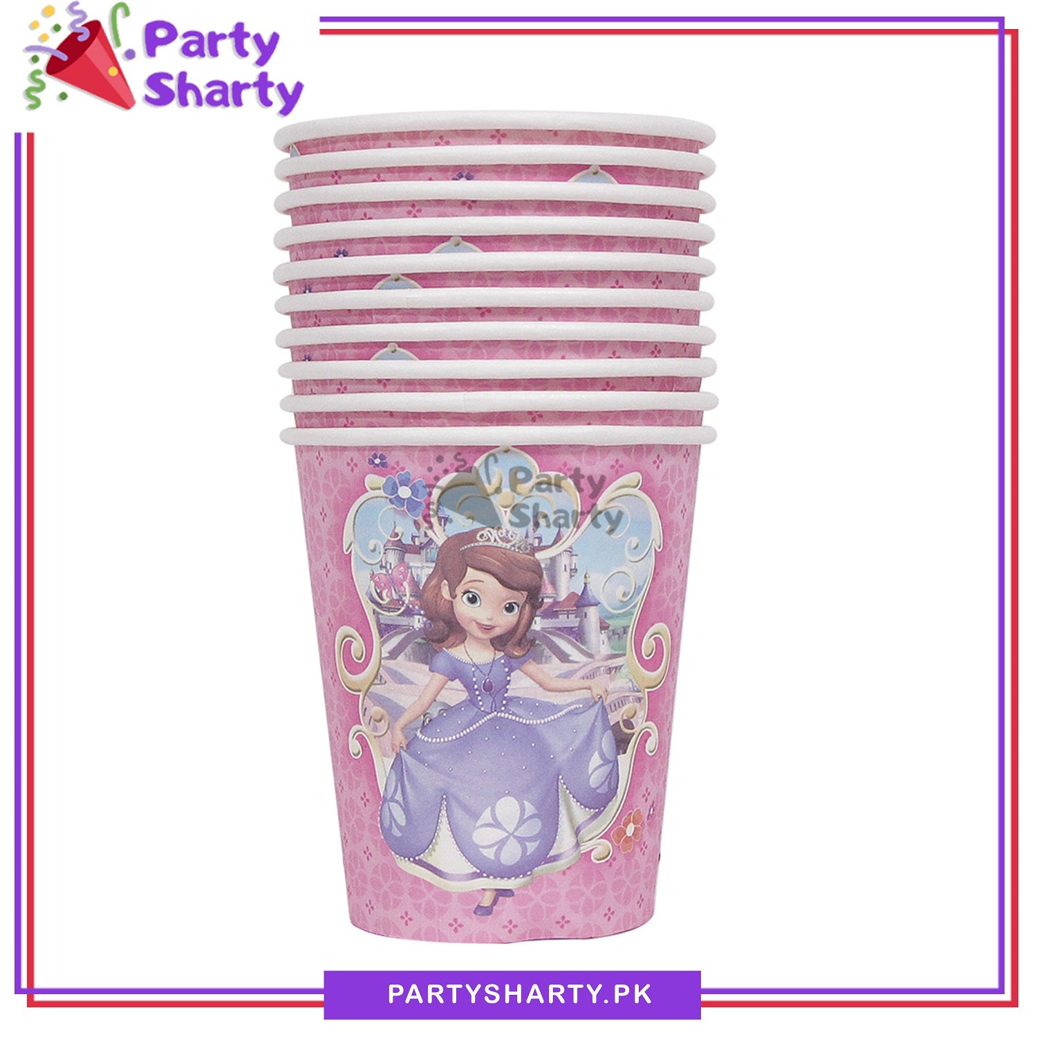 Sofia Theme Party Disposable Paper Glass / Cups for Sofia Theme Party and Decoration