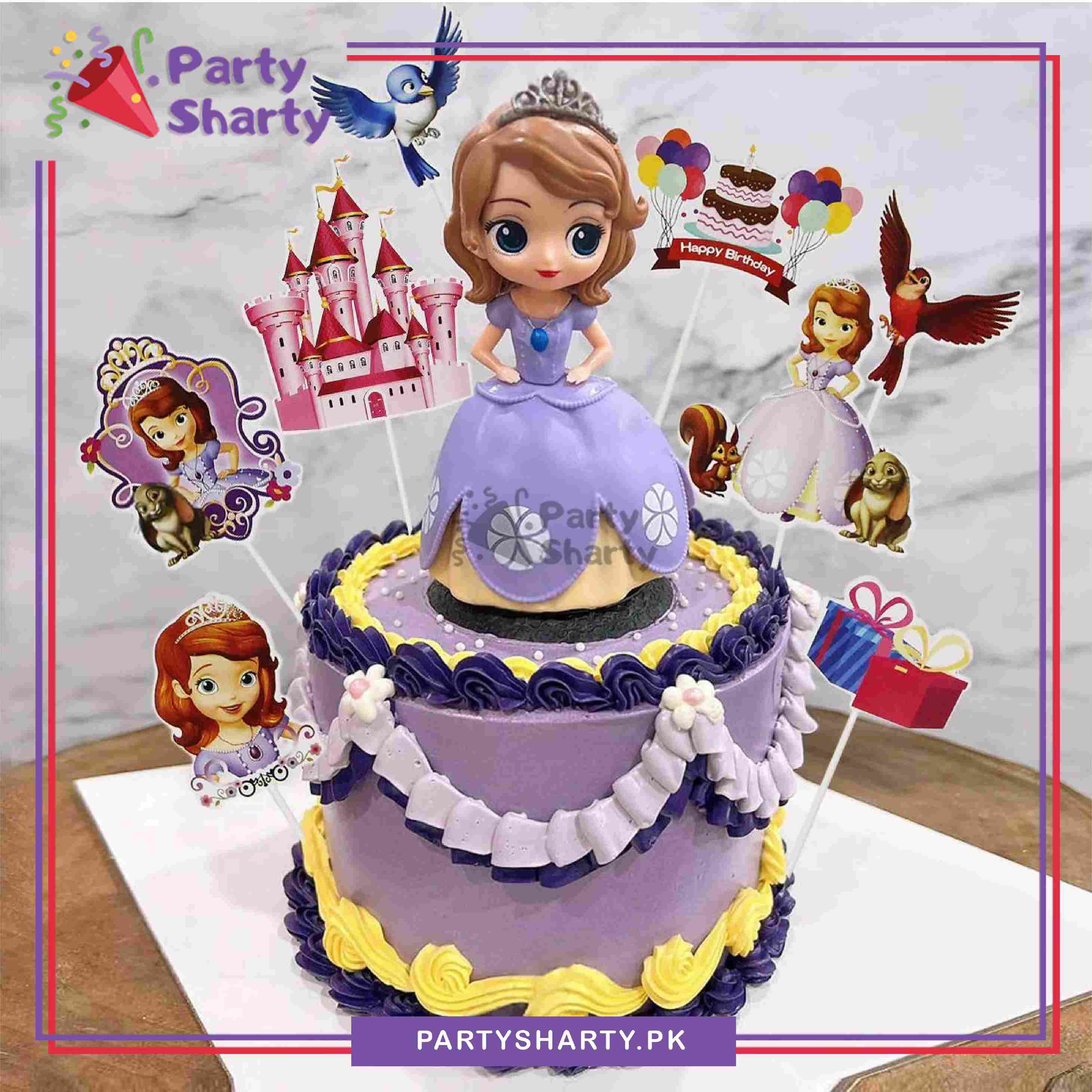 Sofia The First Theme Cake Topper Set of 8 for Sofia Theme Birthday Decoration and Celebration