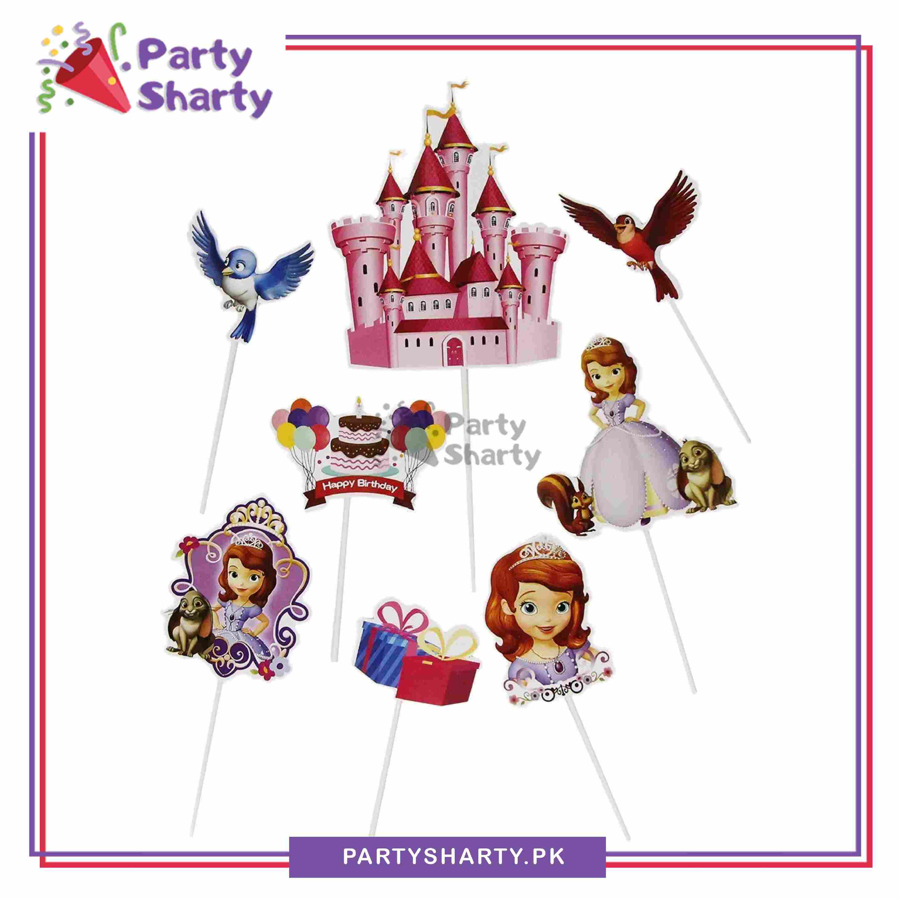 Sofia The First Theme Cake Topper Set of 8 for Sofia Theme Birthday Decoration and Celebration