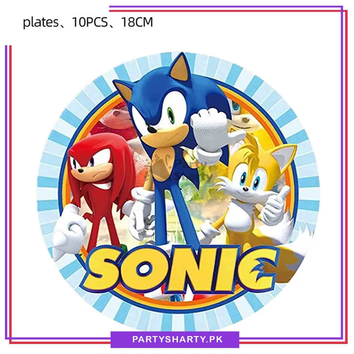 D-2 Sonic Theme Party Disposable Paper Plates for Theme Party and Decoration