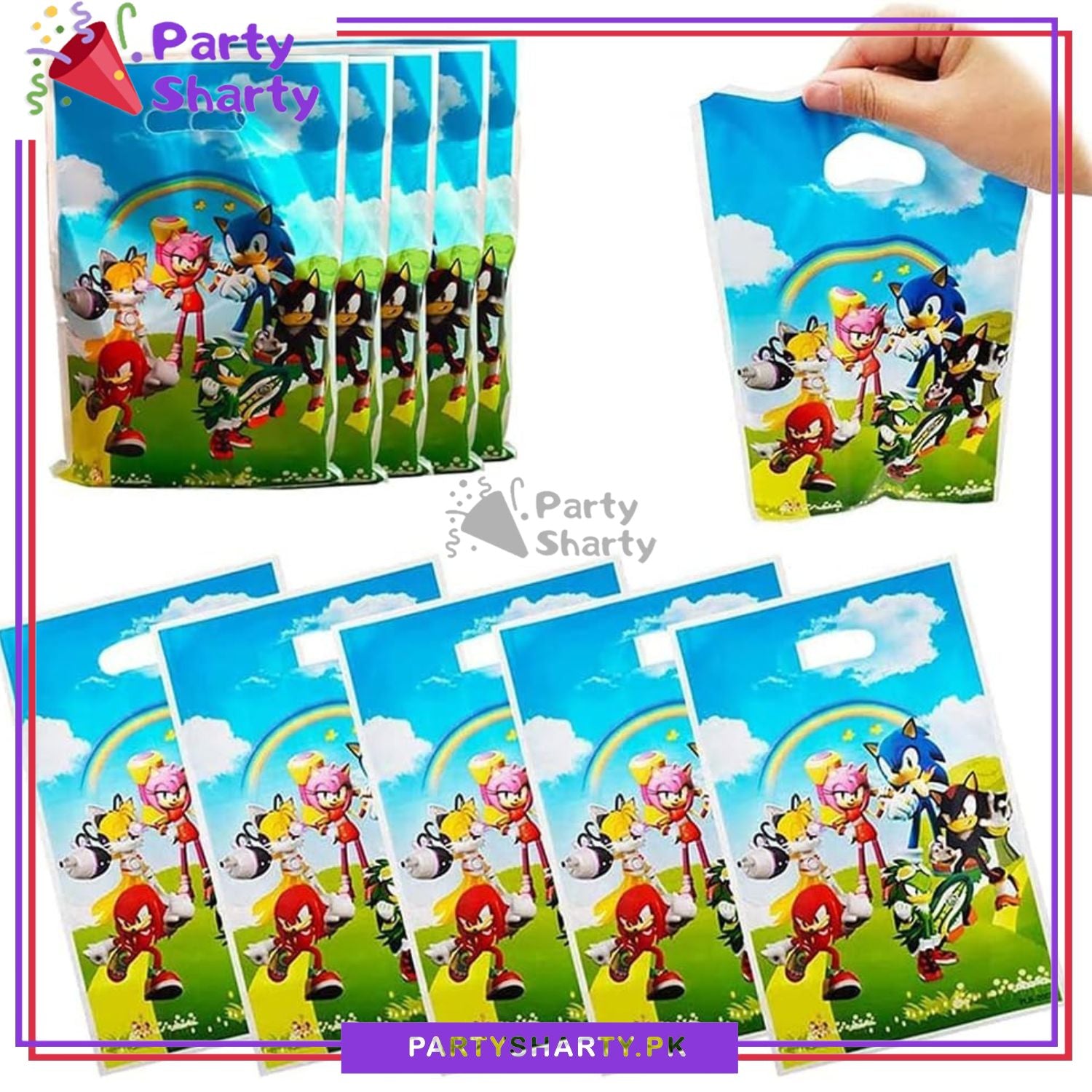 Sonic Theme Goody Bag Pack Of 10 For Sonic Theme Decoration and Celebration