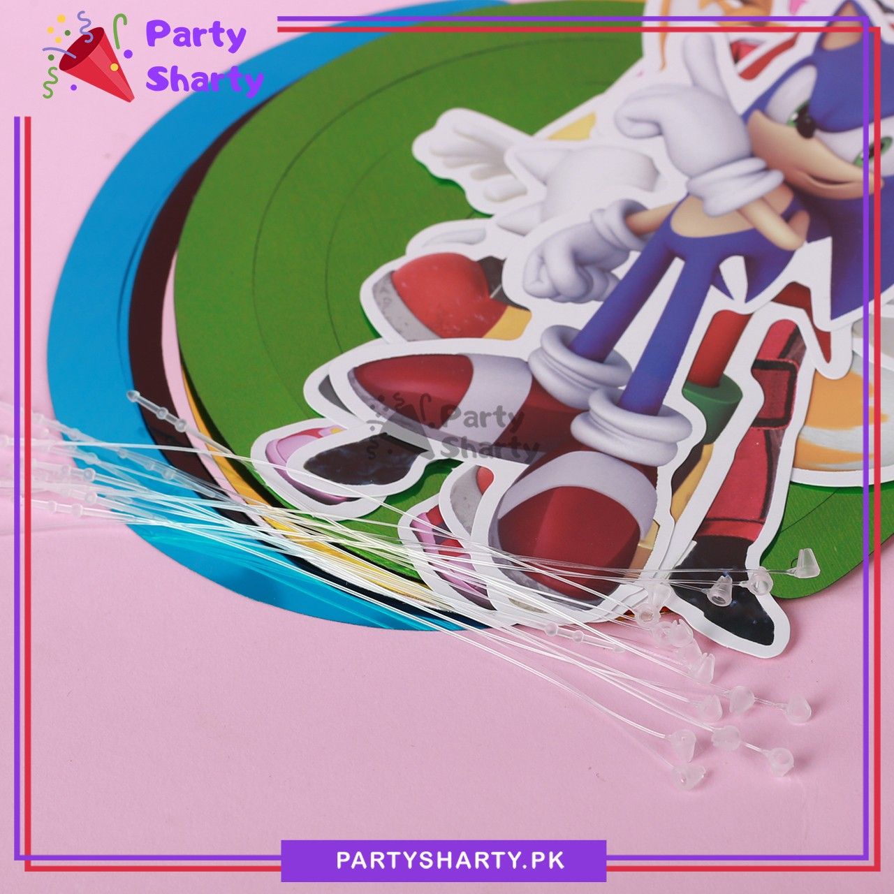 Sonic Theme Hanging Swirls (Pack of 6) For Birthday Party and Decoration