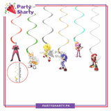 Sonic Theme Hanging Swirls (Pack of 6) For Birthday Party and Decoration