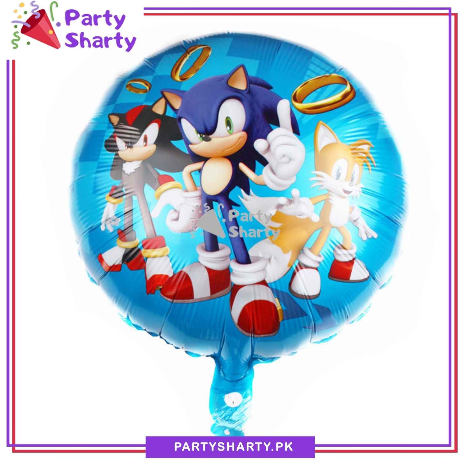Sonic Theme Round Foil Balloons For Birthday Party Decoration and Celebration