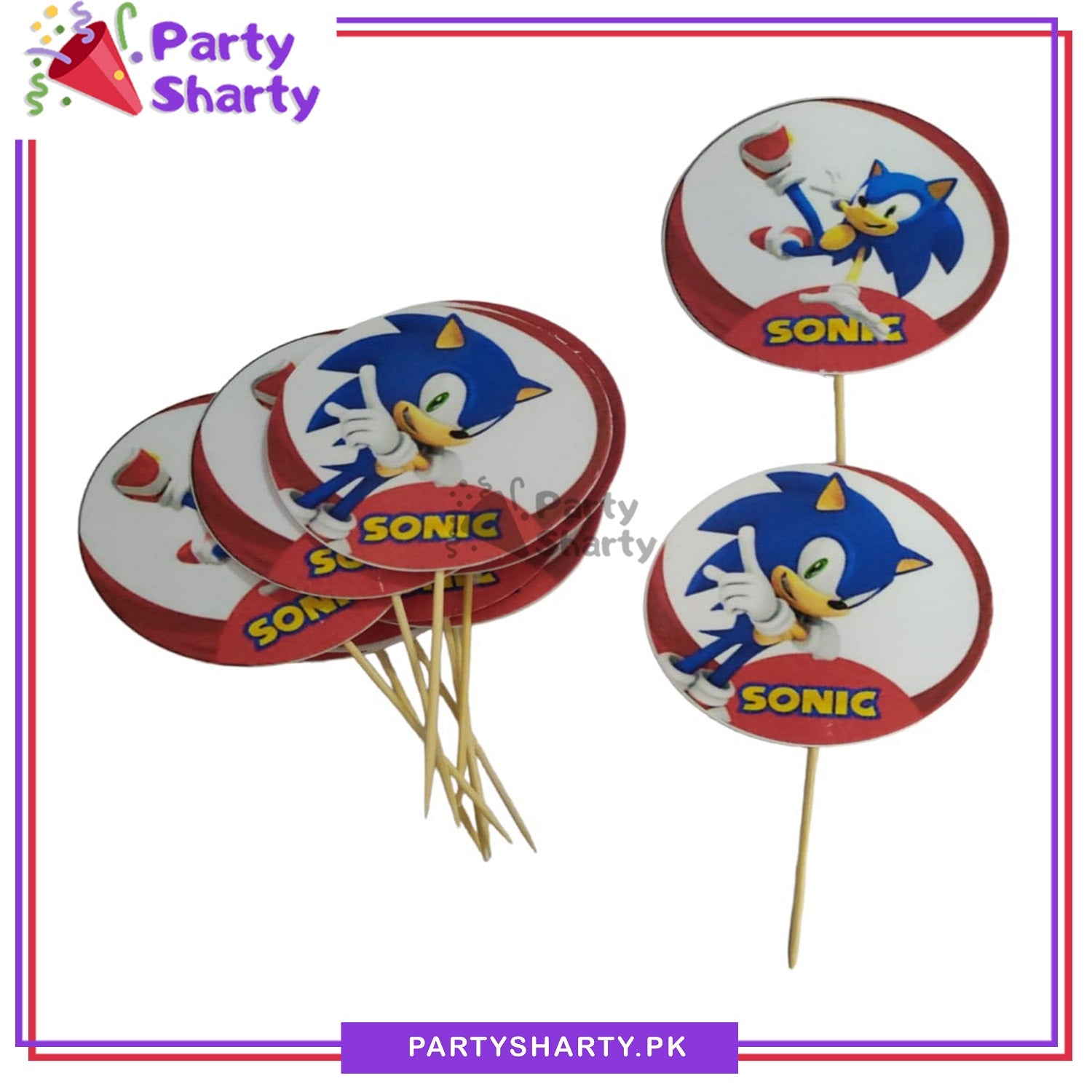 D-1 Sonic Theme Cup Cake Topper For Sonic Birthday Theme Party and Decoration