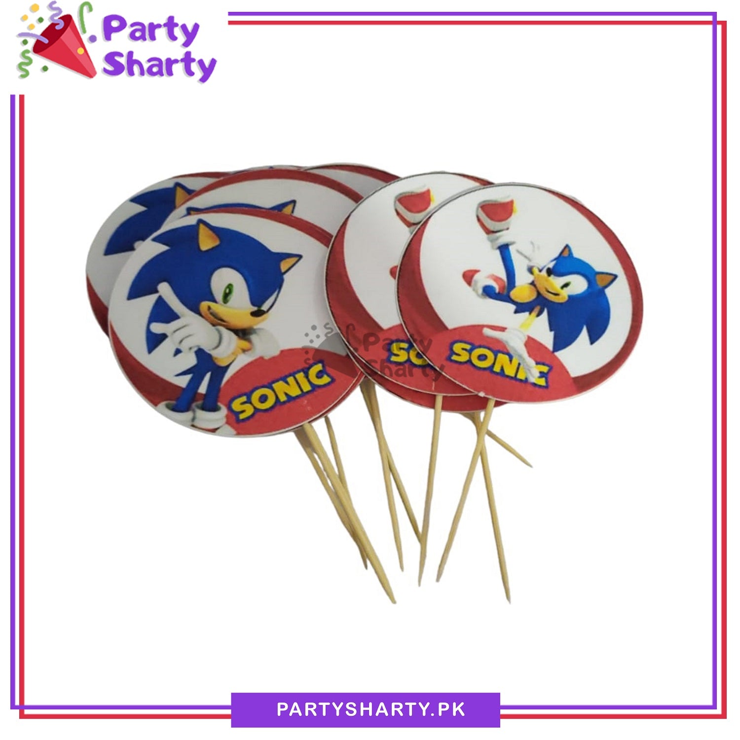 Sonic Theme Cup Cake Topper For Sonic Birthday Theme Party and Decoration