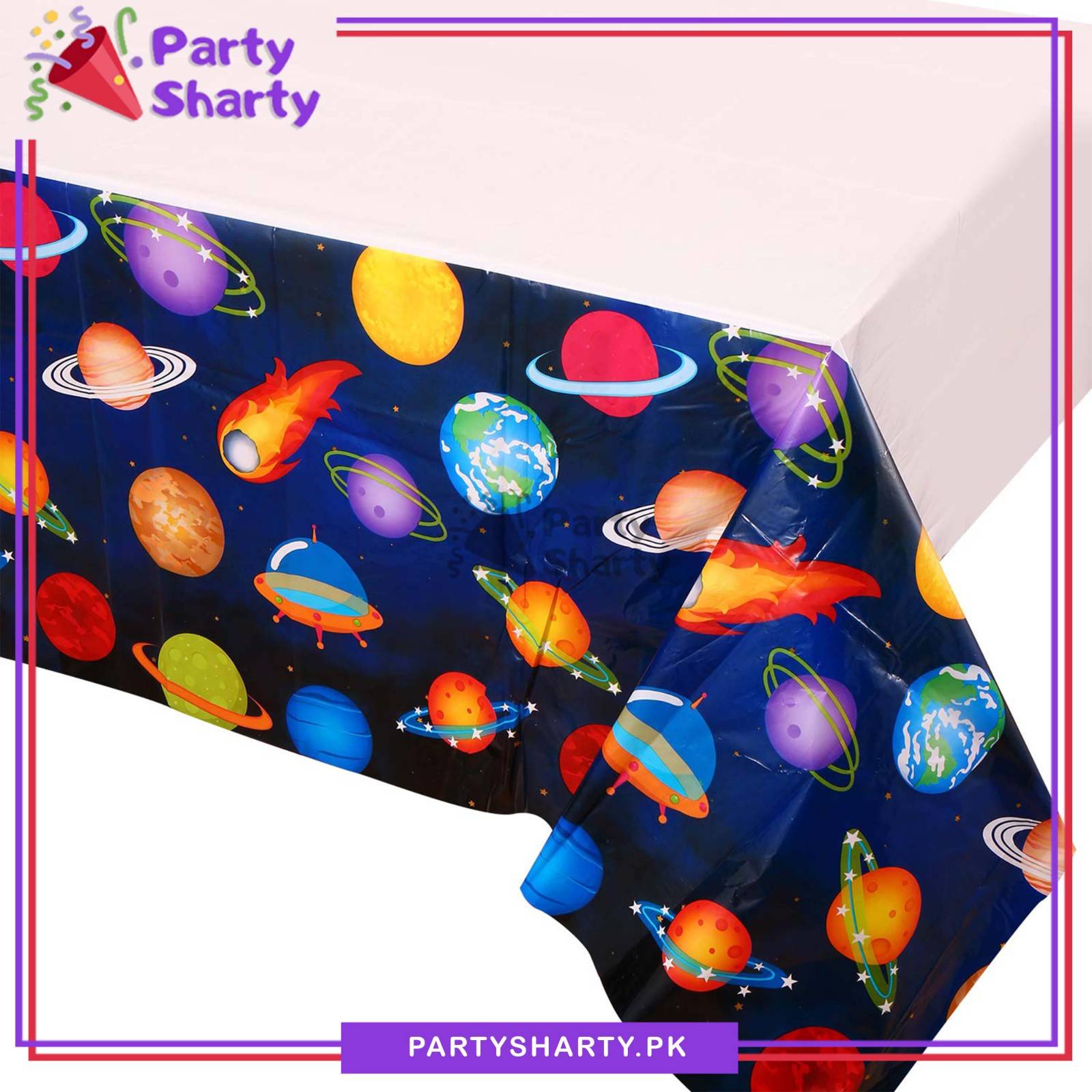 Space Theme Planet Printed Table Cover For Theme Party & Decoration