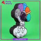 Spaceman Character with Planet Shaped Balloons Thermocol Standee For Outerspace Theme Based Birthday Celebration and Party Decoration