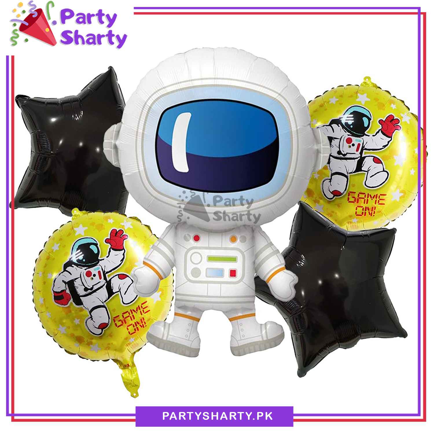 Astronaut / Spaceman Shaped Foil Balloon - Pack of 5 For Space Birthday Party Theme