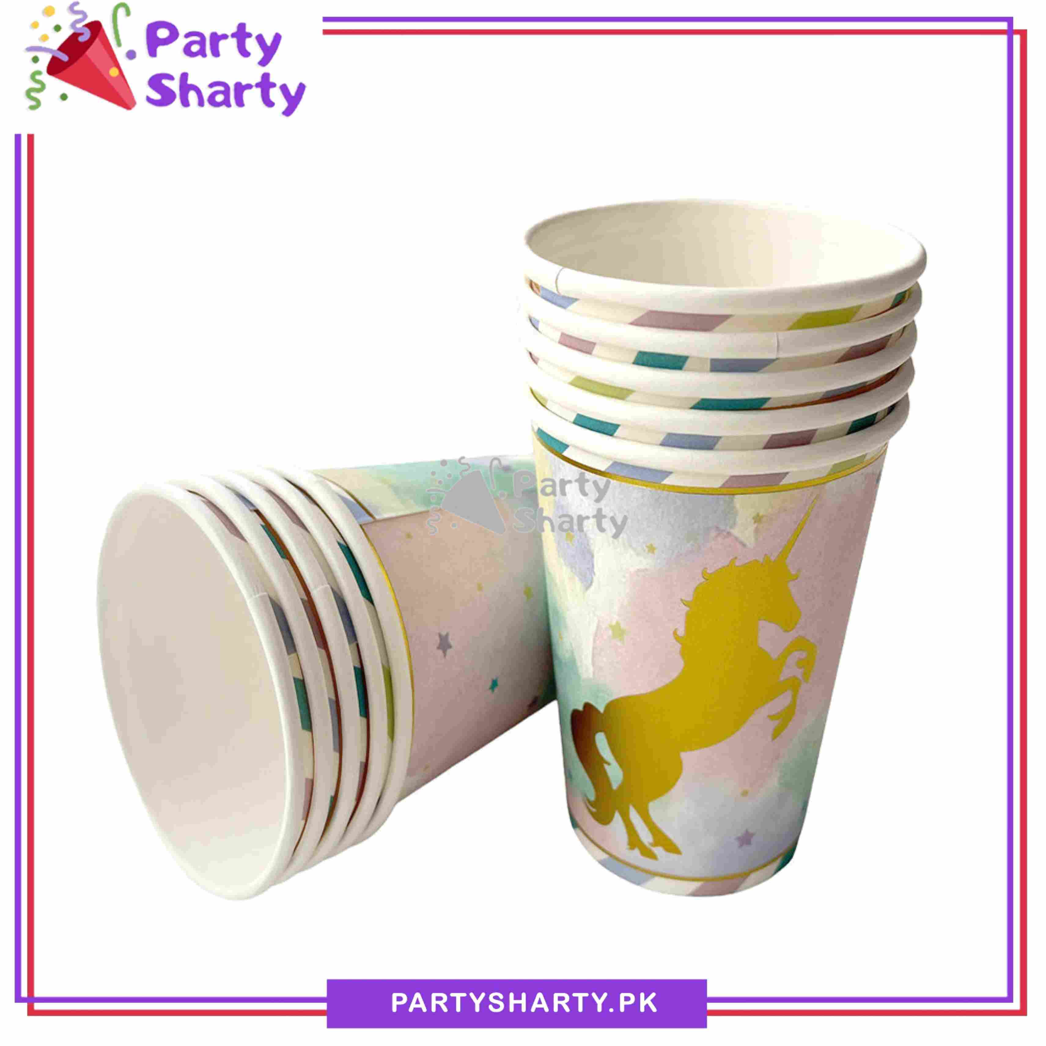 Sparkle Unicorn Theme Paper Cups / Glass For Party Decoration and Celebration