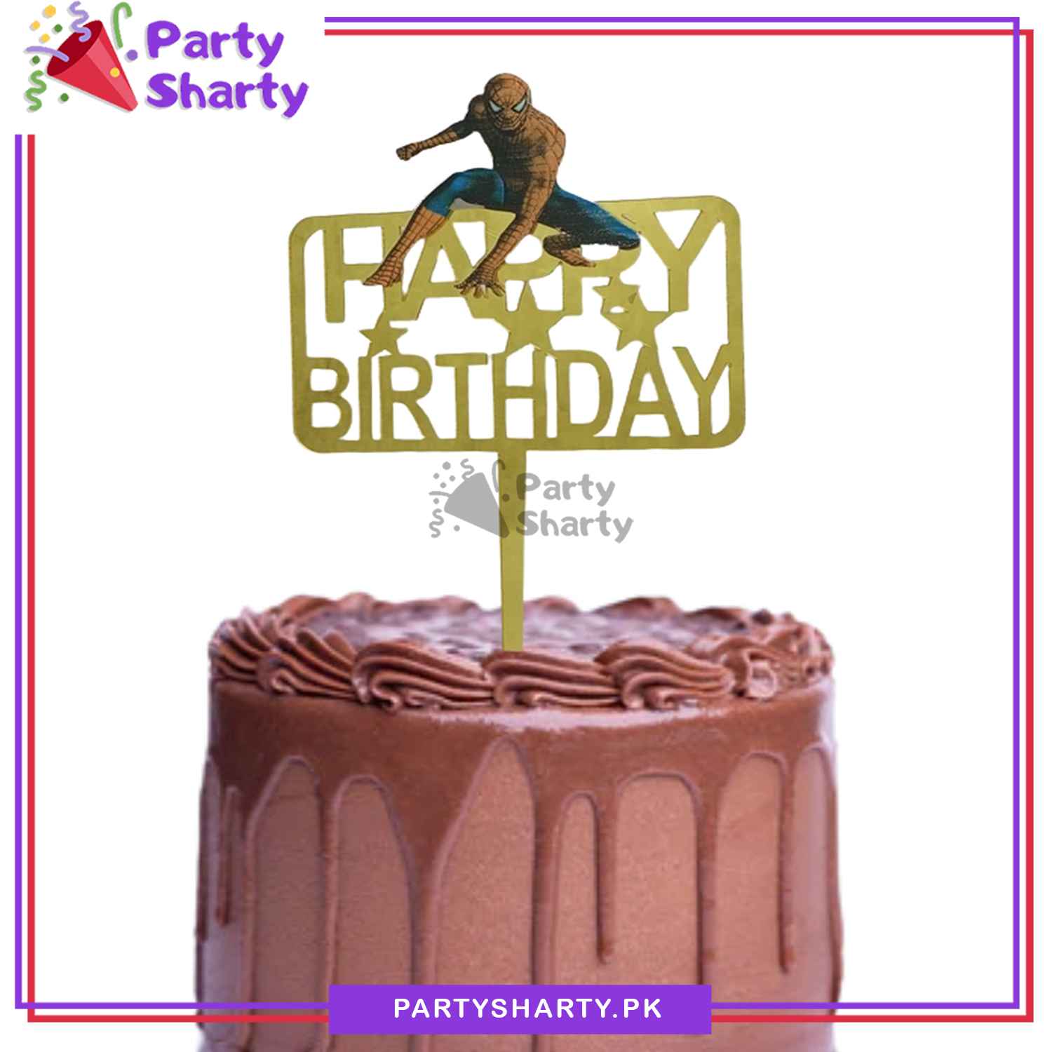 Spiderman Theme Acrylic Cake Topper for Birthday Party Celebration and Decoration
