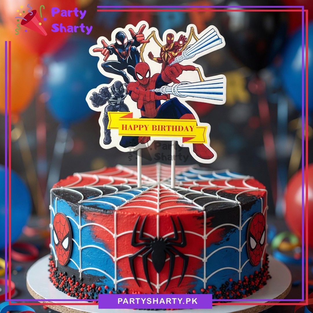 Spiderman Happy Birthday Card Cake Toppers For Spiderman Theme Birthday Decoration