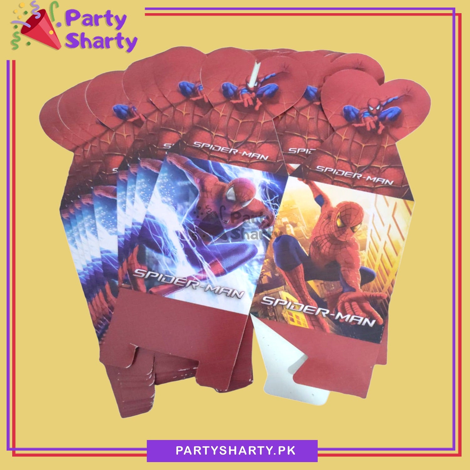 D-2 Spiderman Theme Goody Boxes Pack of 10 For Theme Based Birthday Celebration