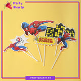 Spiderman Theme Cake Topper Set of 6 for Birthday Party Decoration and Celebration