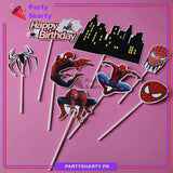 Spiderman Theme Cake Topper Set of 8 for Spiderman Theme Birthday Decoration and Celebration
