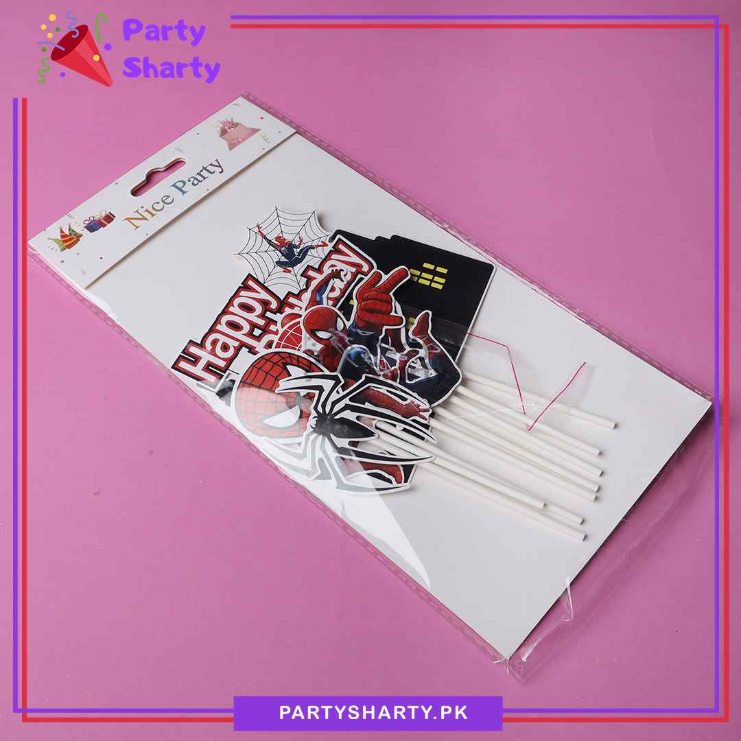 Spiderman Theme Cake Topper Set of 8 for Spiderman Theme Birthday Decoration and Celebration