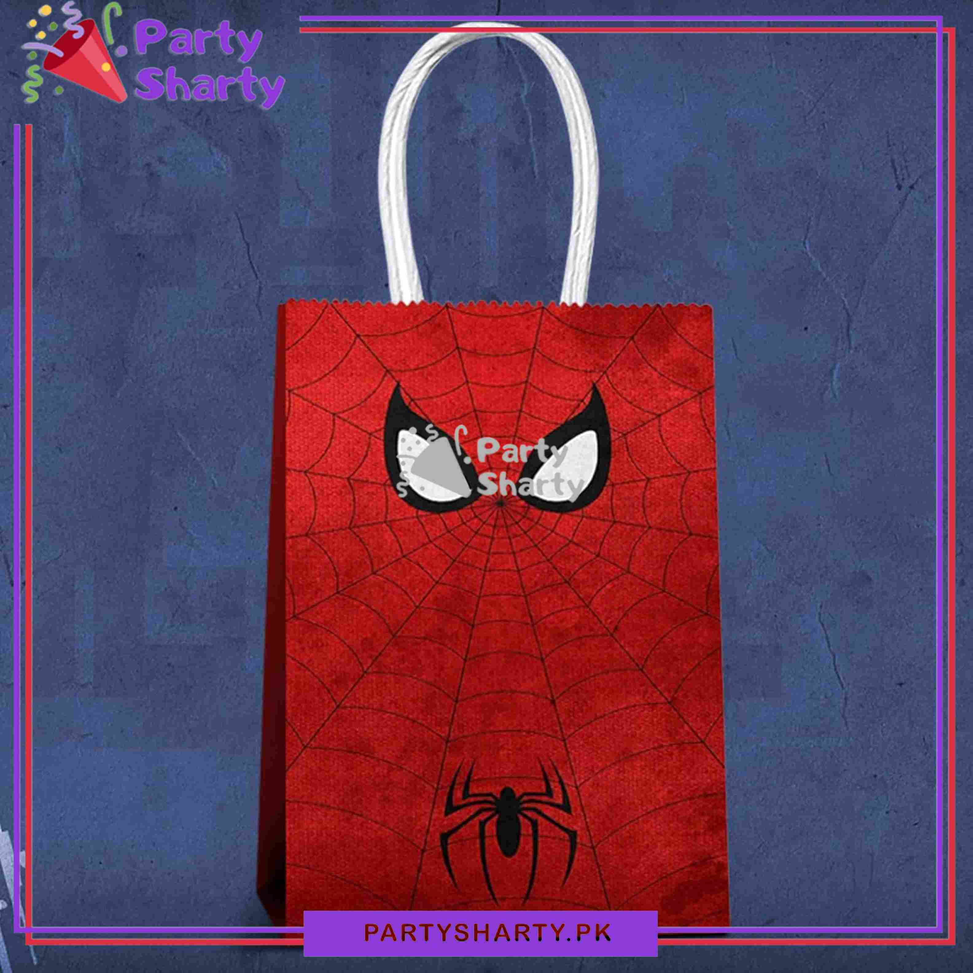 Spiderman Theme Paper Goody Bag Pack Of 6 For Spiderman Theme Favor Gifts