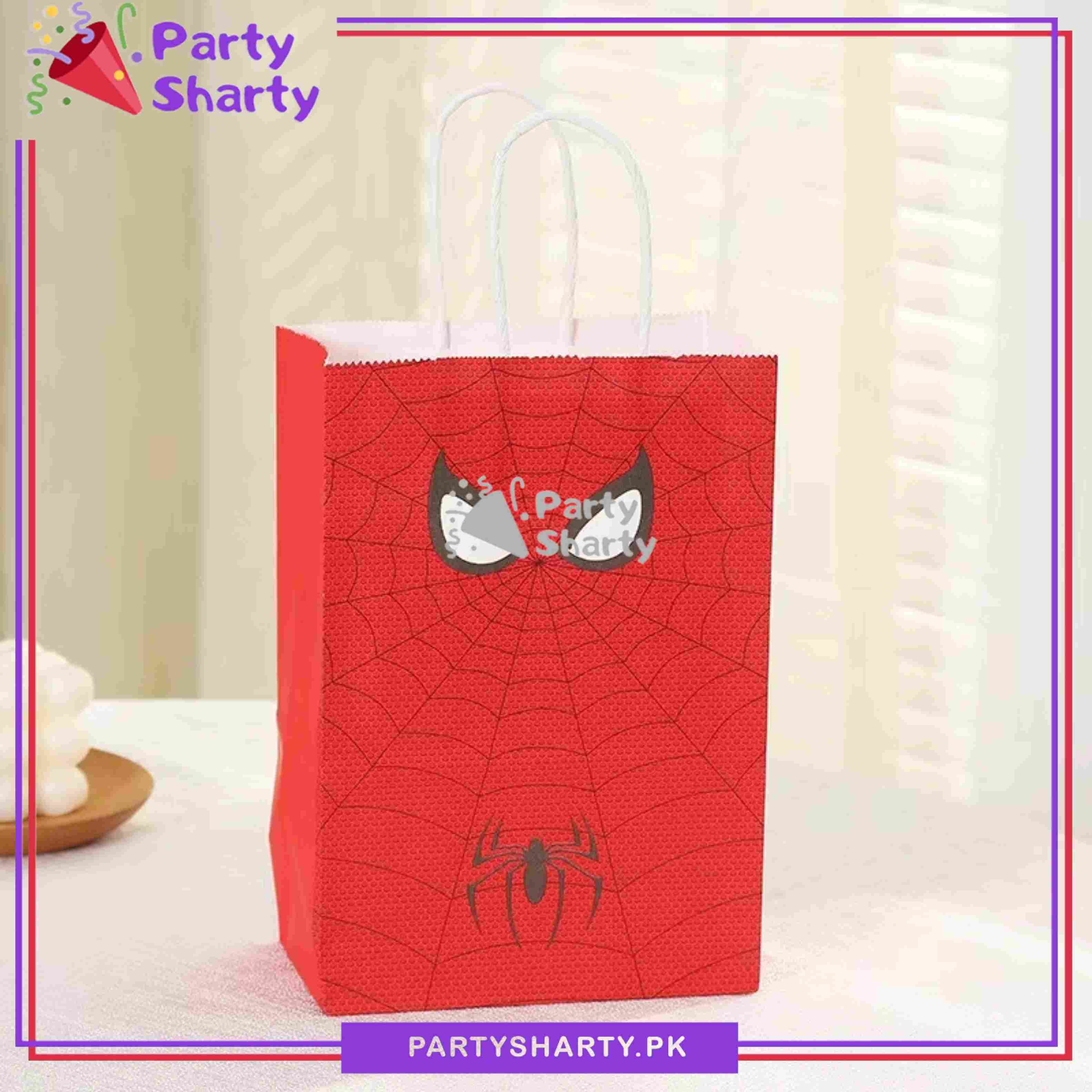 Spiderman Theme Paper Goody Bag Pack Of 6 For Spiderman Theme Favor Gifts