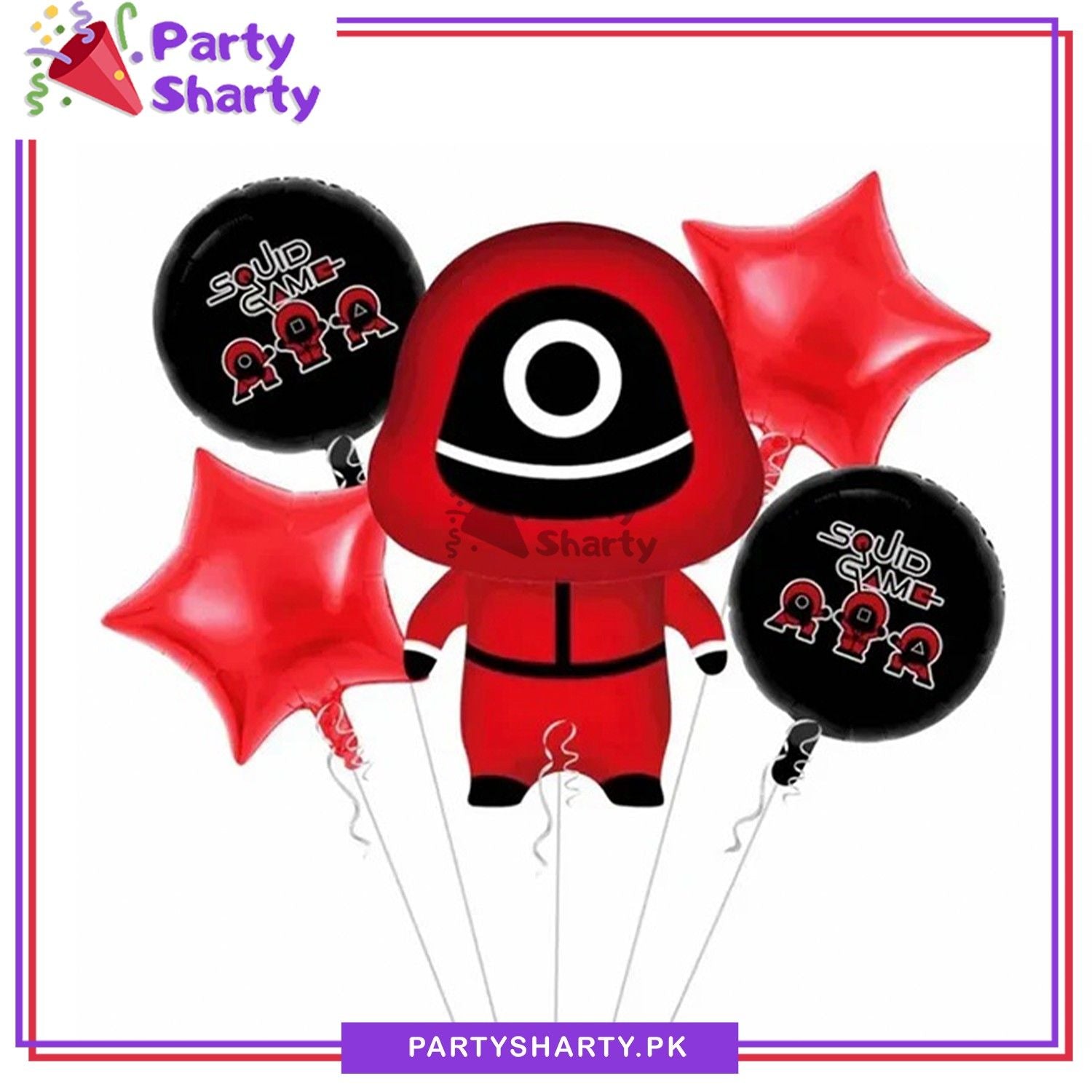 Squid Game Foil Balloon Set - 5 Pieces