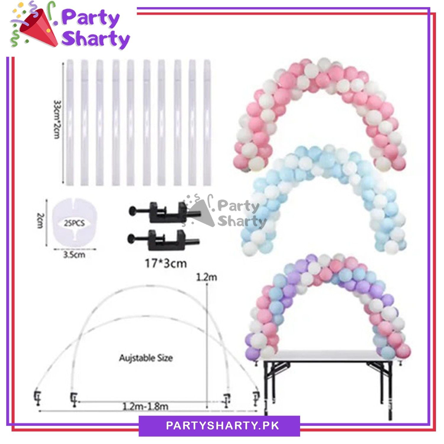 Large Table Balloon Arch Kit DIY Clip Clamp Stand for Birthday Wedding Reception
