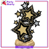 Large 3D Golden & Black Star Cluster Standee Foil Balloon For Party and Event Decoration