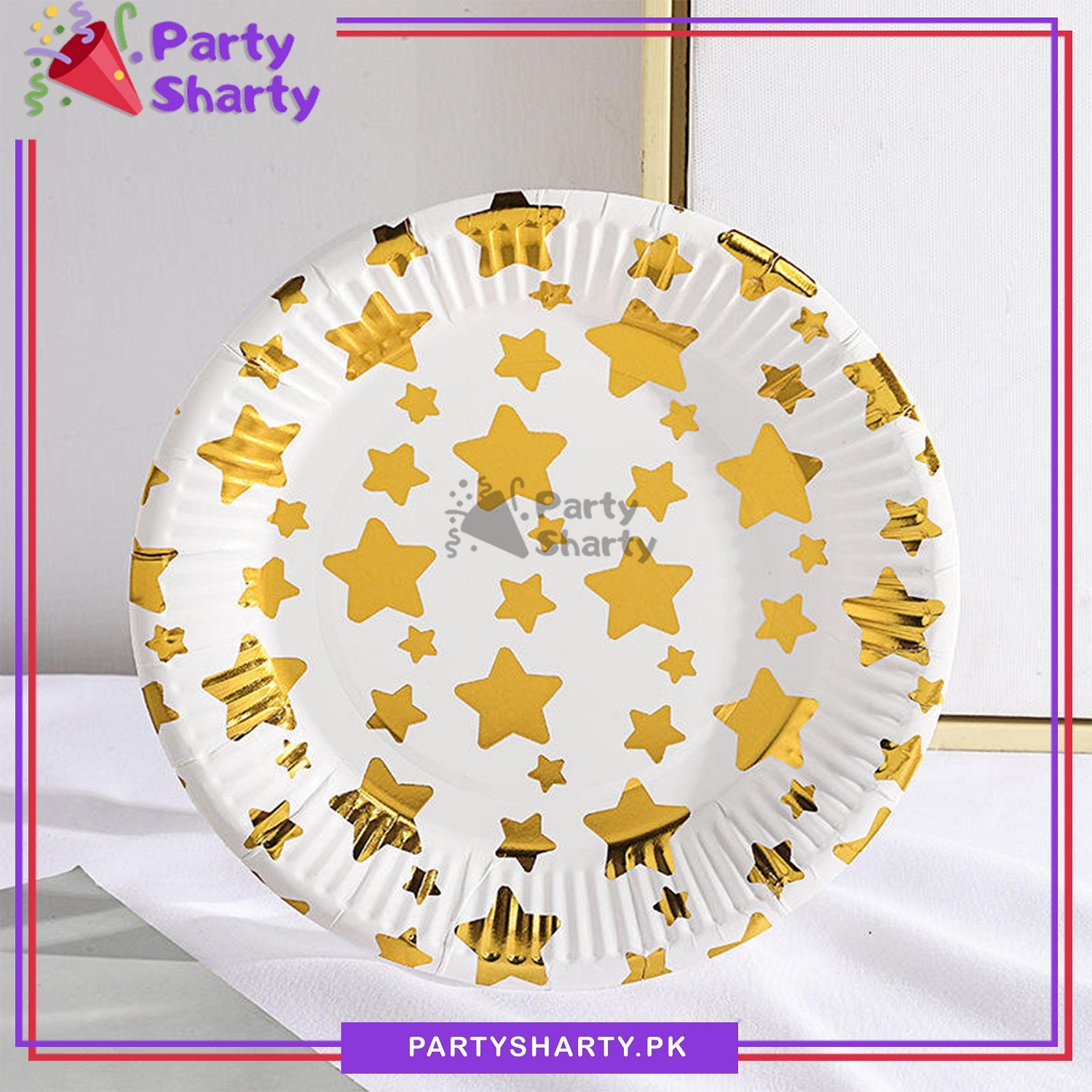 Golden Star Printed Paper Plates For Party Decoration and Celebration