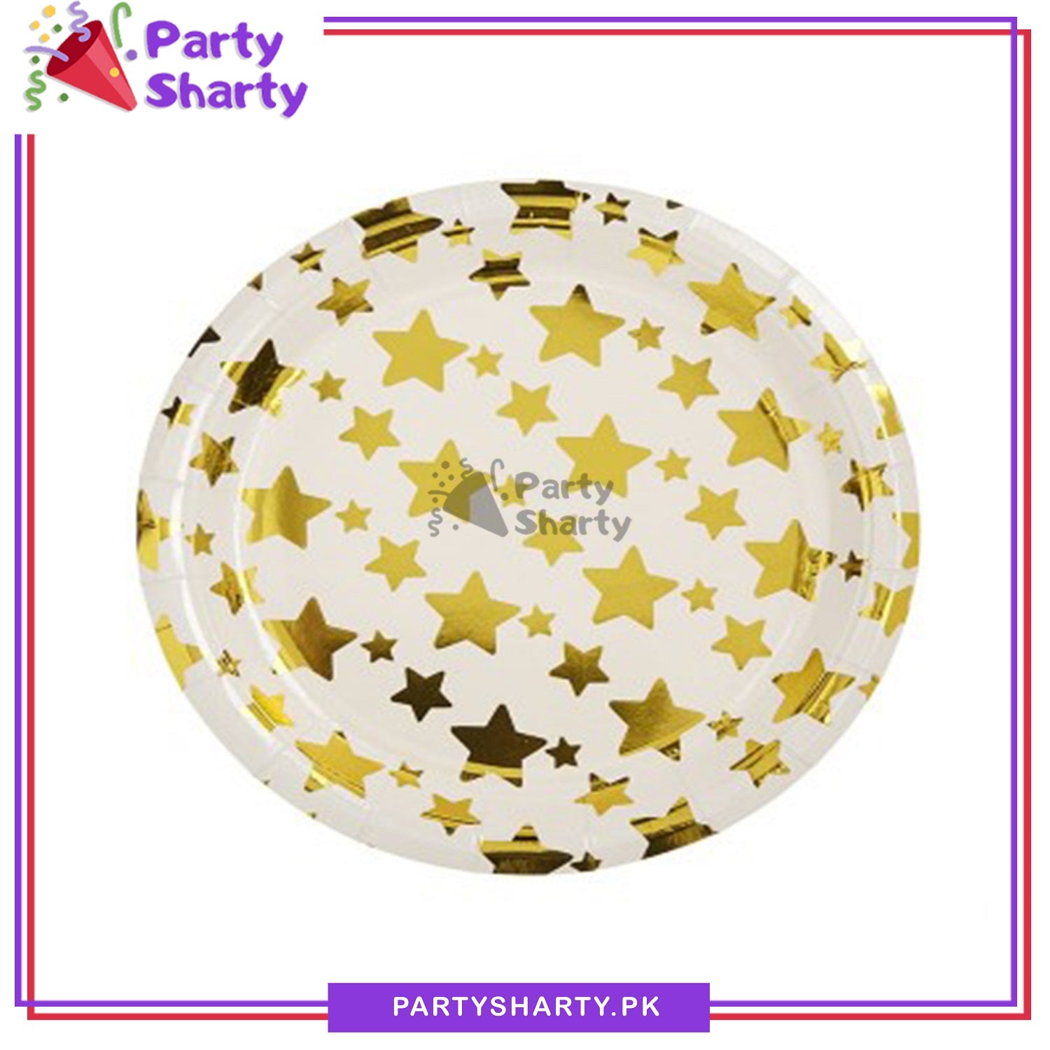 Golden Star Printed Paper Plates For Party Decoration and Celebration