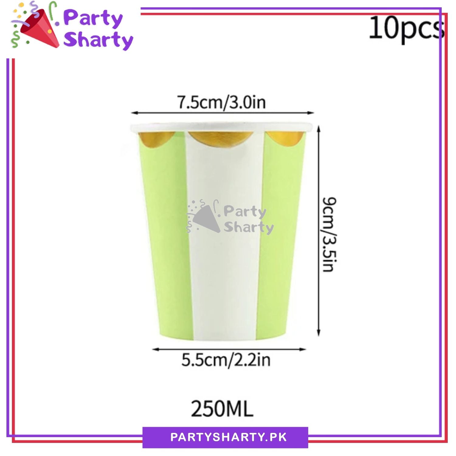 Strip Design Party Disposable Paper Cups For Candyland Party Event Decoration & Celebration