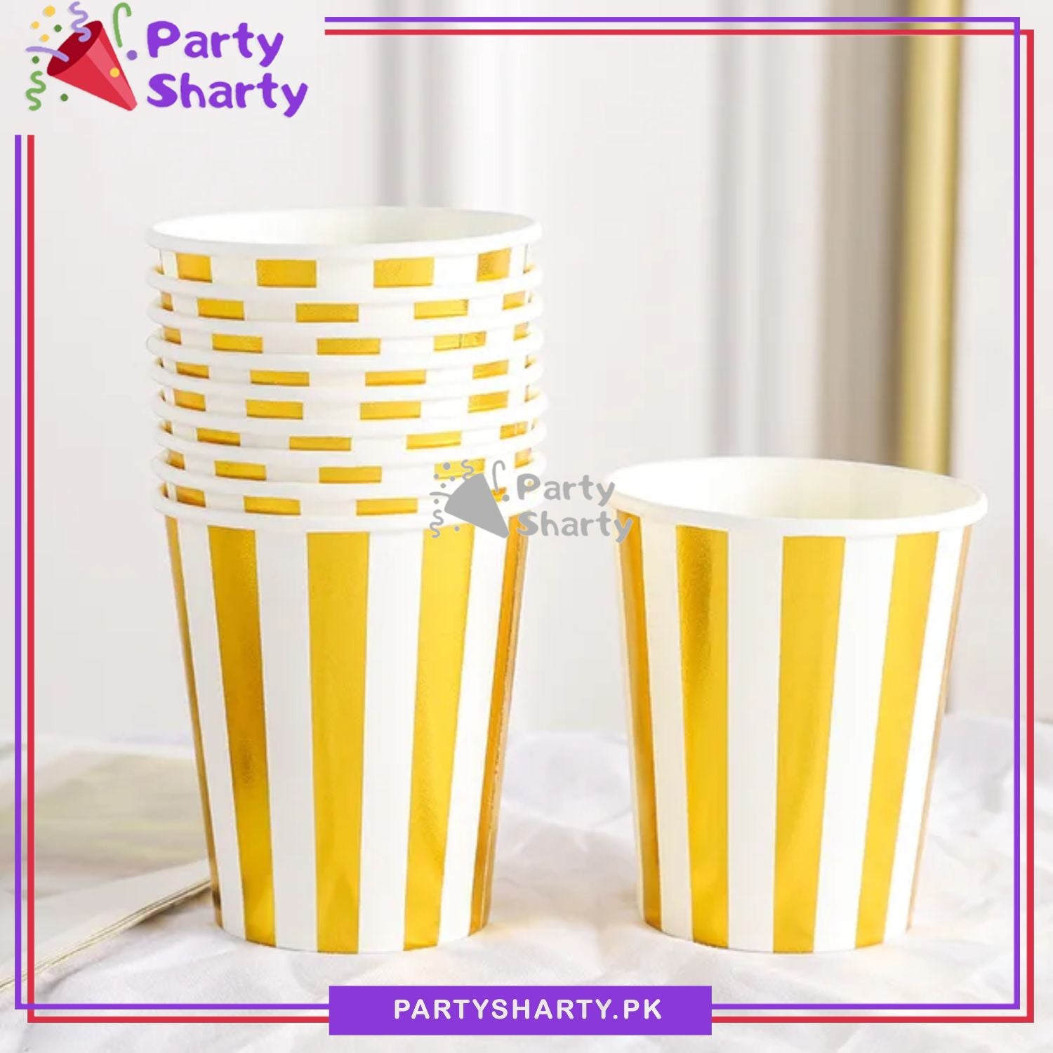 Strip Printed Paper Cups / Glass For Party Decoration and Celebration