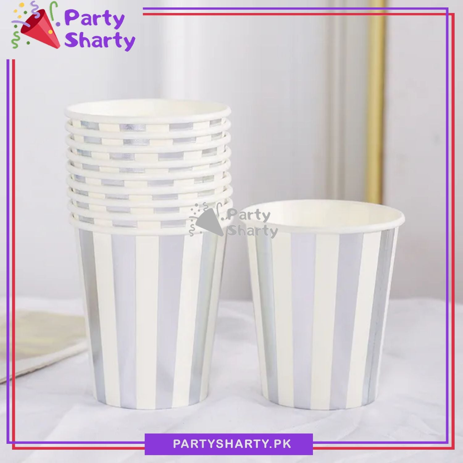 Strip Printed Paper Cups / Glass For Party Decoration and Celebration