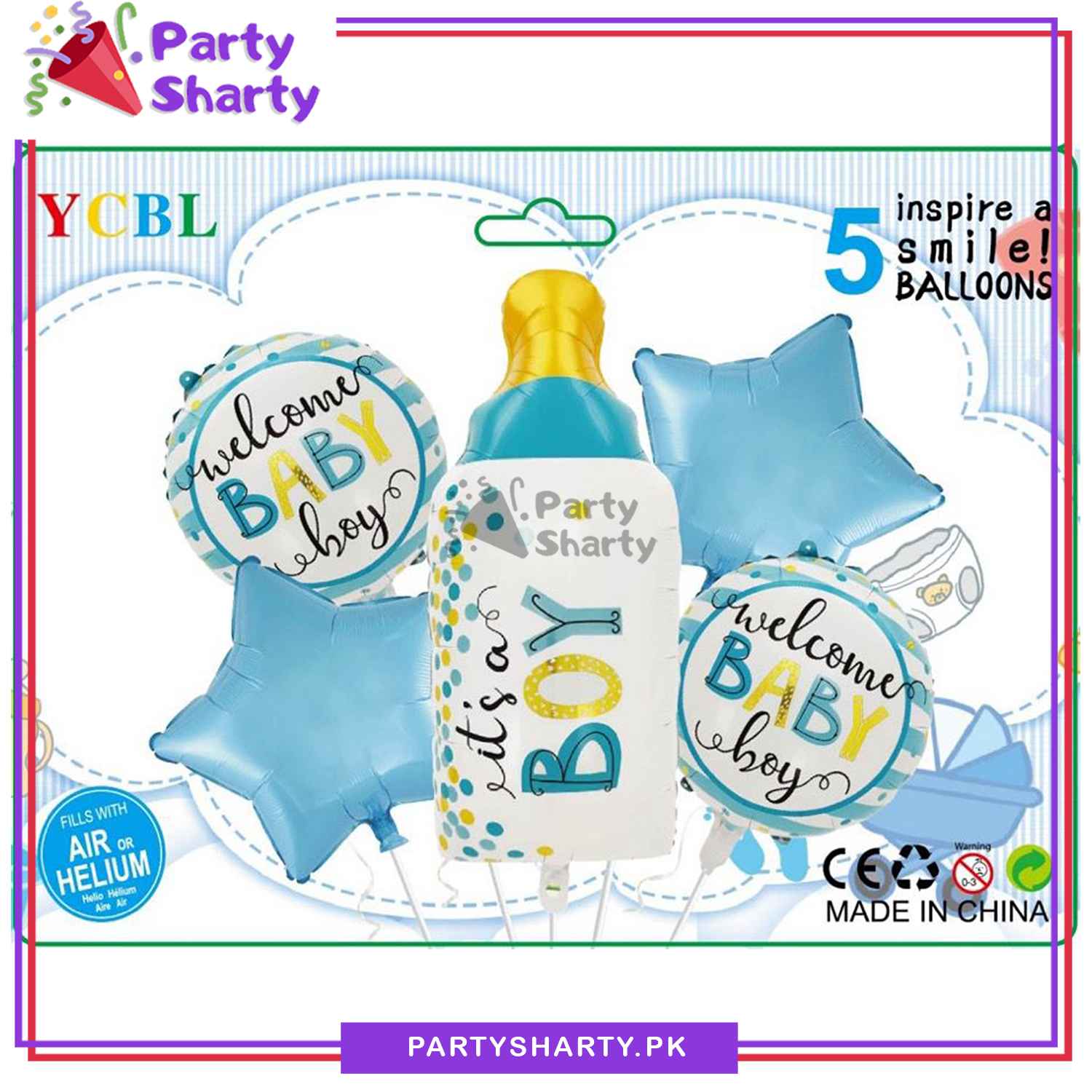 Its a Boy / Girl Stylish White Feeder Shaped Foil Balloon Set of 5 For Baby Shower, Gender Reveal and Welcome Baby Decoration and Celebrations