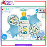 Its a Boy / Girl Stylish White Feeder Shaped Foil Balloon Set of 5 For Baby Shower, Gender Reveal and Welcome Baby Decoration and Celebrations