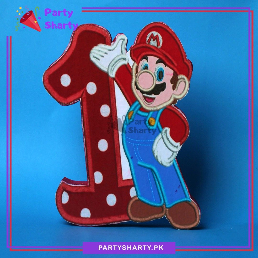 Super Mario Numeric 1 Thermocol Standee For Theme Based First Birthday Celebration and Decoration