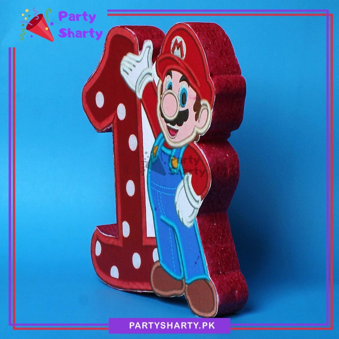 Super Mario Numeric 1 Thermocol Standee For Theme Based First Birthday Celebration and Decoration