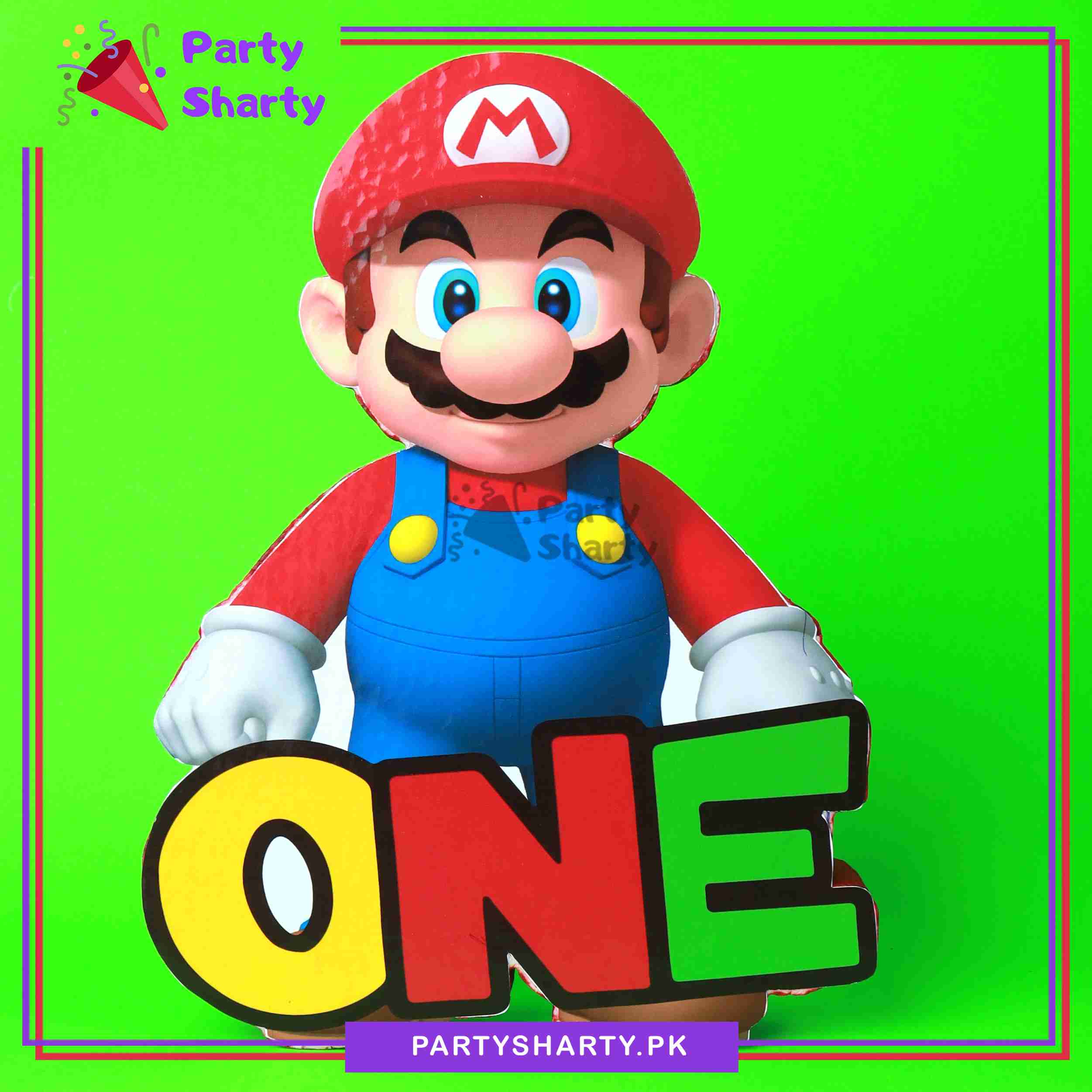 Super Mario ONE Thermocol Standee For Theme Based First Birthday Celebration and Party Decoration