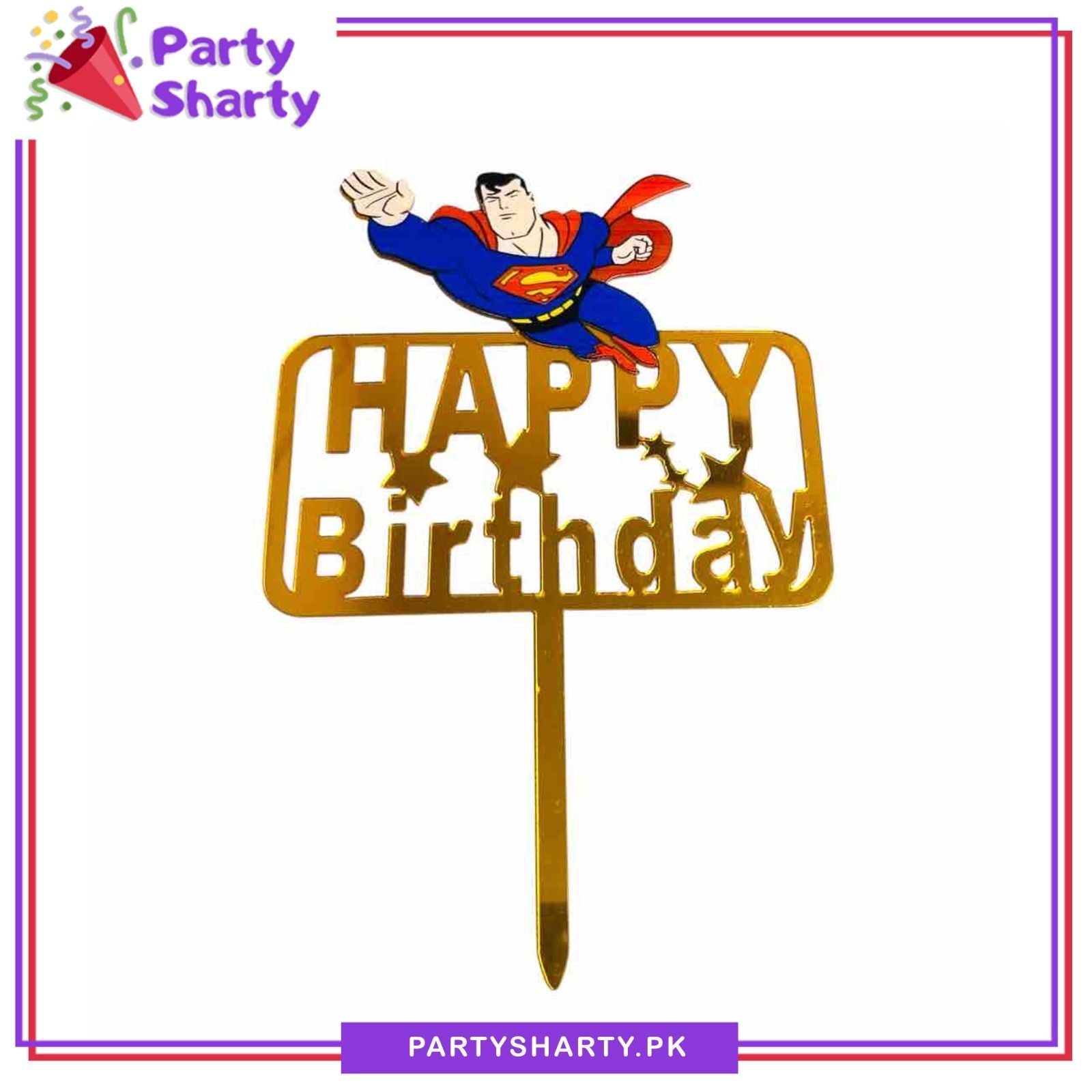 Superman Theme Acrylic Cake Topper for Birthday Party Decoration & Celebration