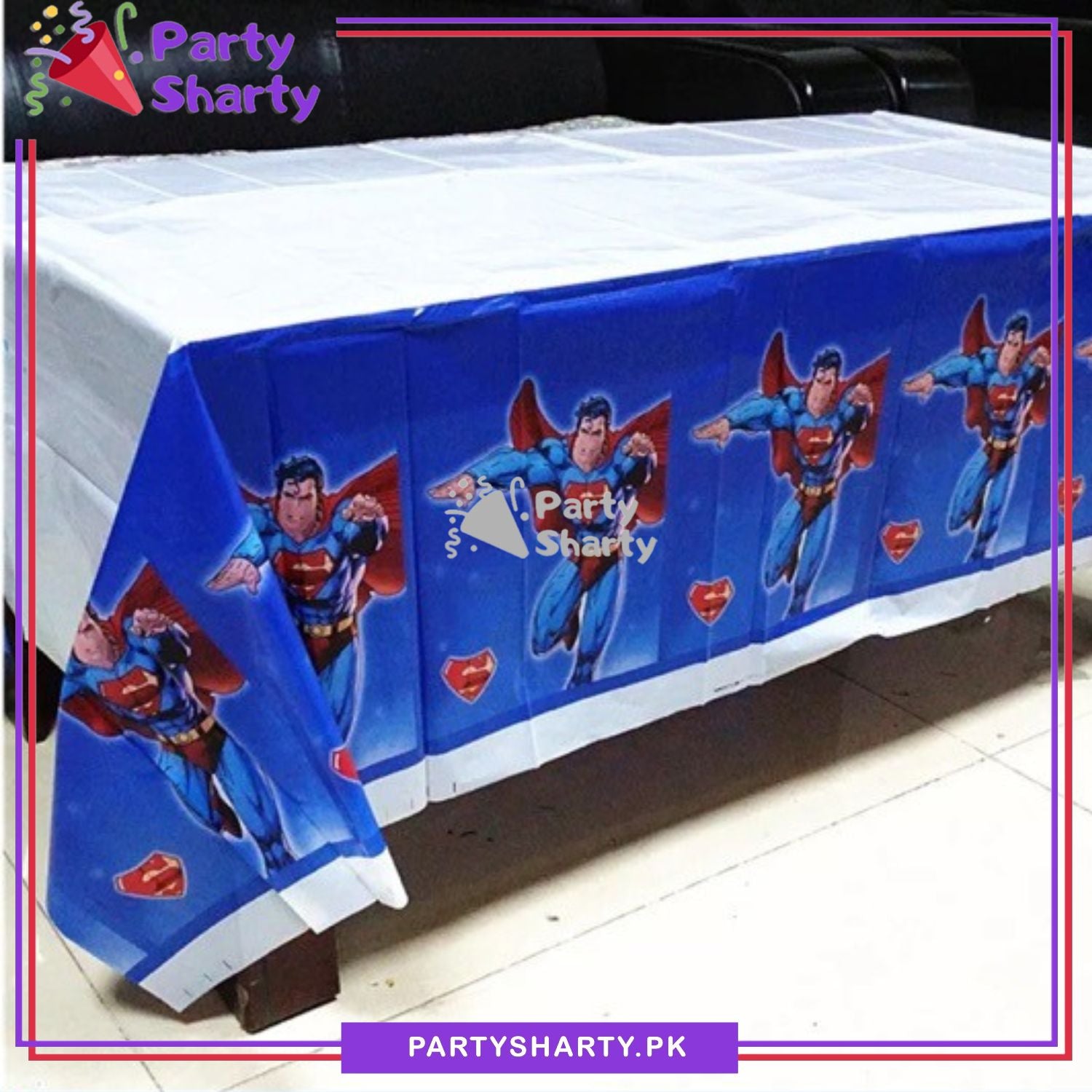 Superman Party Theme Table Cover for Birthday Party and Decoration