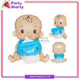 Cute Baby Boy / Girl With Feeder Shaped Foil Balloon For Welcome Baby Decoration & Celebration