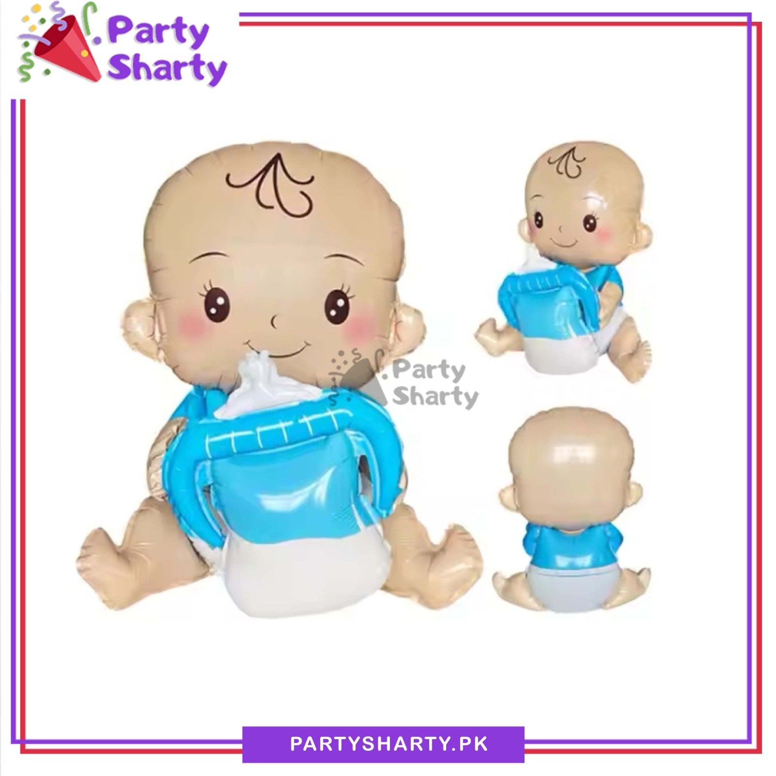 Cute Baby Boy / Girl With Feeder Shaped Foil Balloon For Welcome Baby Decoration & Celebration