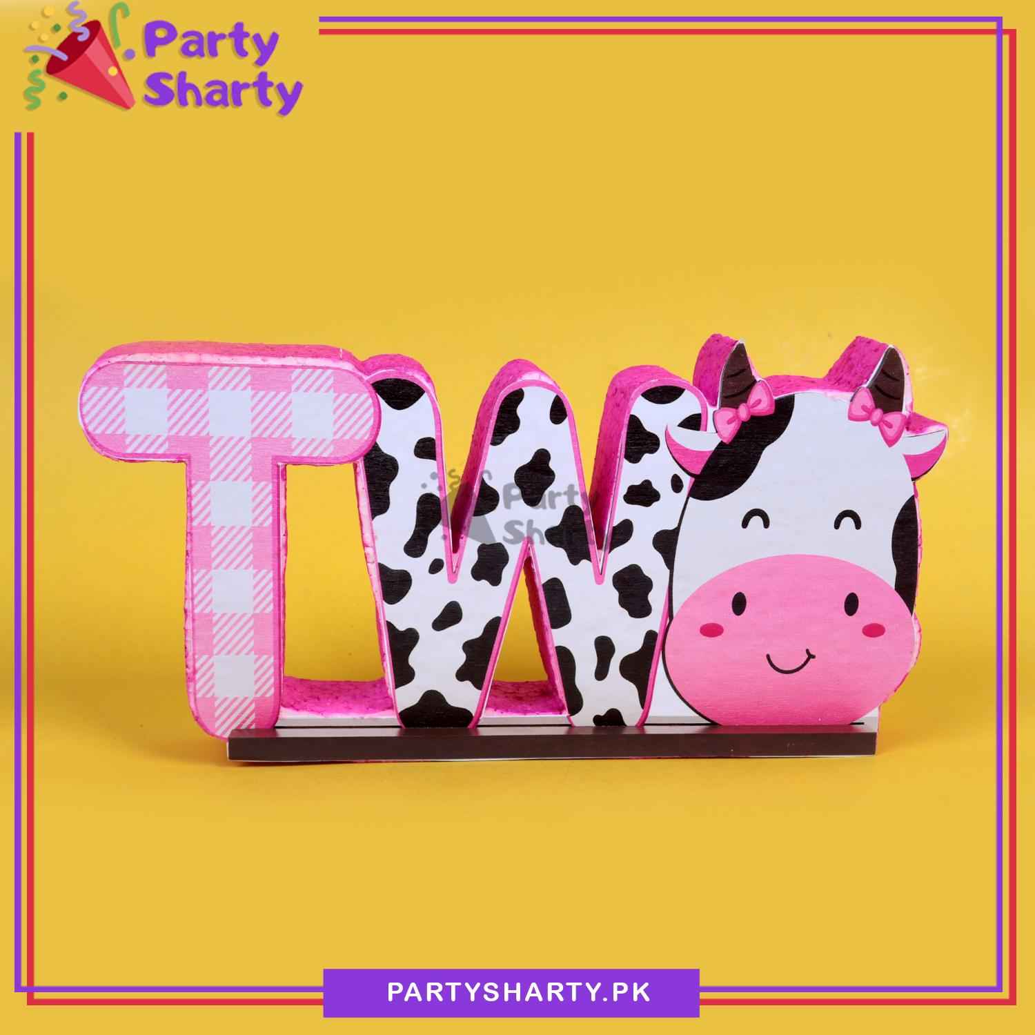 TWO Cow Theme Thermocol Standee For Jungle/Farm Theme Based Second Birthday Celebration and Party Decoration