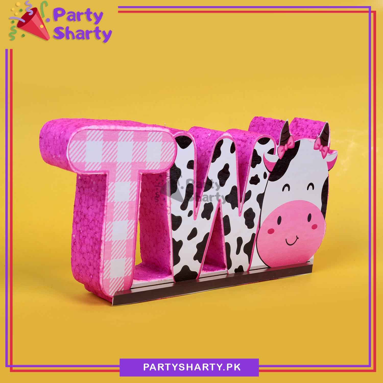 TWO Cow Theme Thermocol Standee For Jungle/Farm Theme Based Second Birthday Celebration and Party Decoration