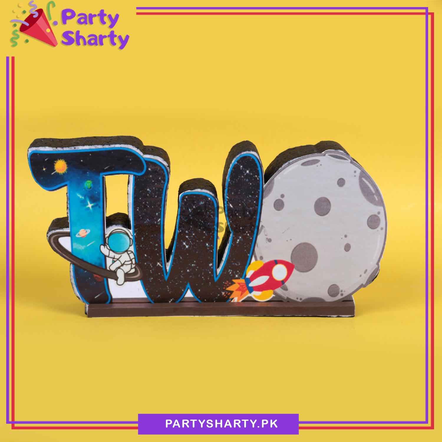TWO The Moon Thermocol Standee For Space Theme Based Second Birthday Celebration and Party Decoration