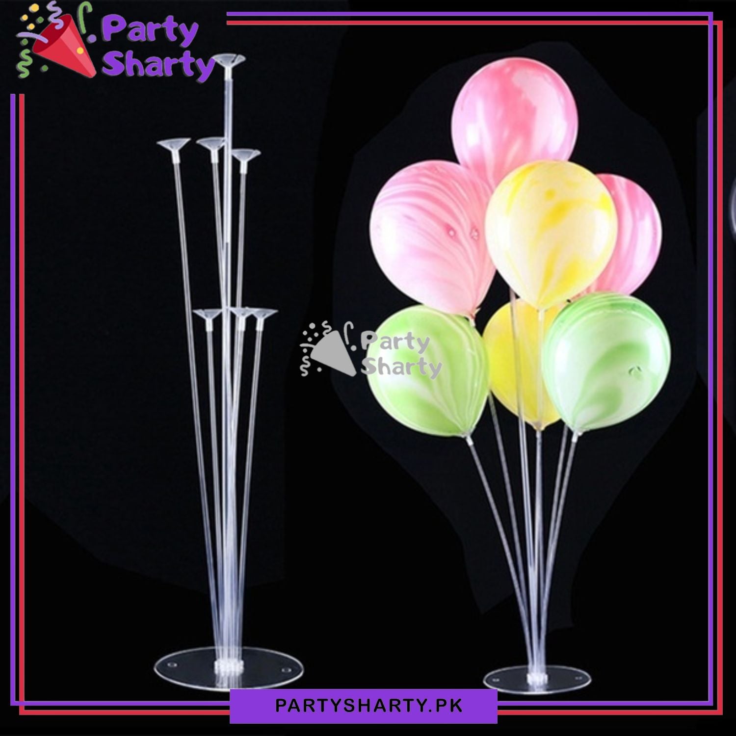 Table Balloon Stand Kit- 7 Sticks Sets Stand Reusable Clear Balloon Holder for any occasions Party Decorations