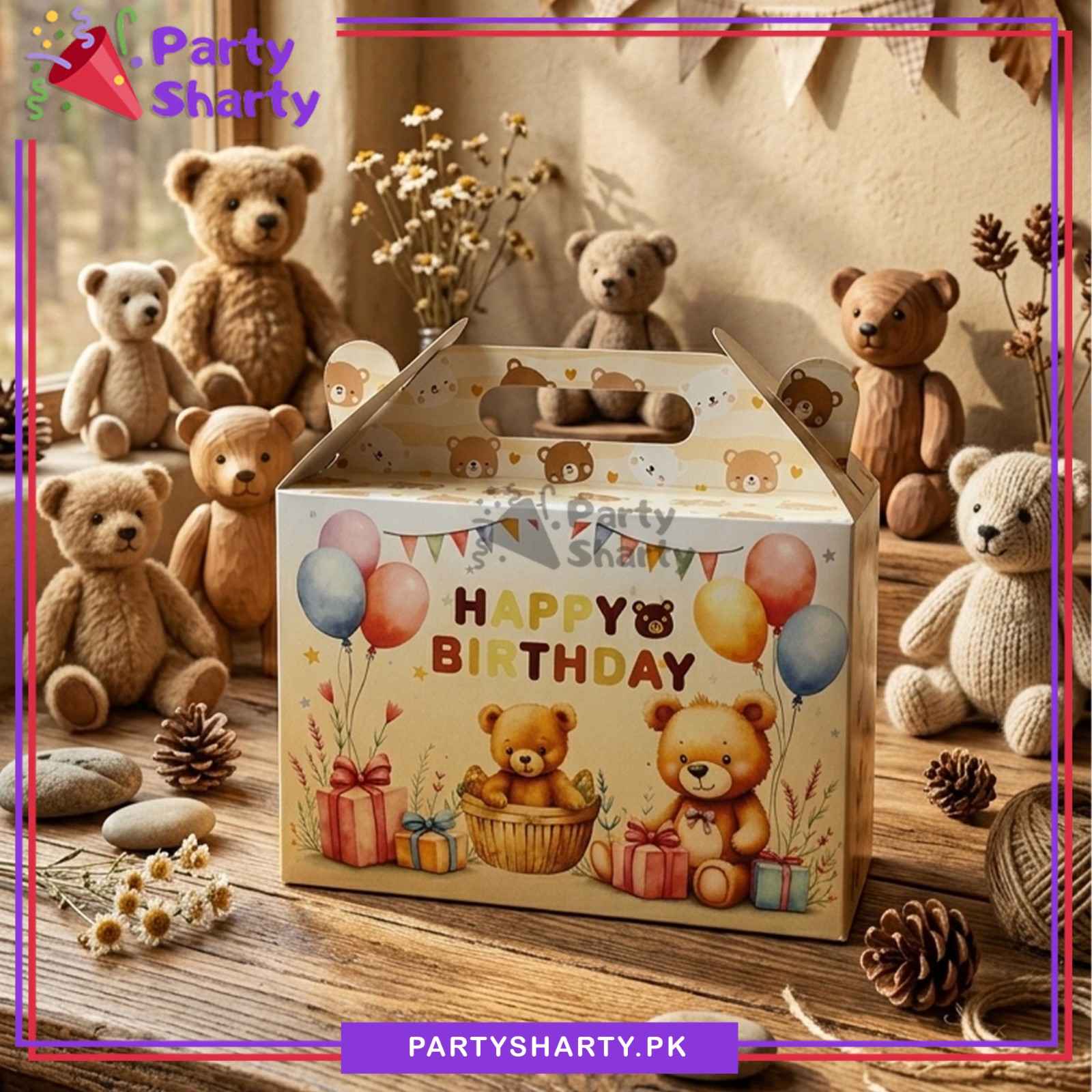 Teddy Bear Goody Boxes Pack of 10 For Teddy Theme Birthday Celebration