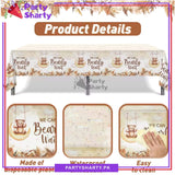 We can Bearly Wait Teddy Bear Theme Table Cover For Teddy Bear Theme Birthday Decoration & Celebration