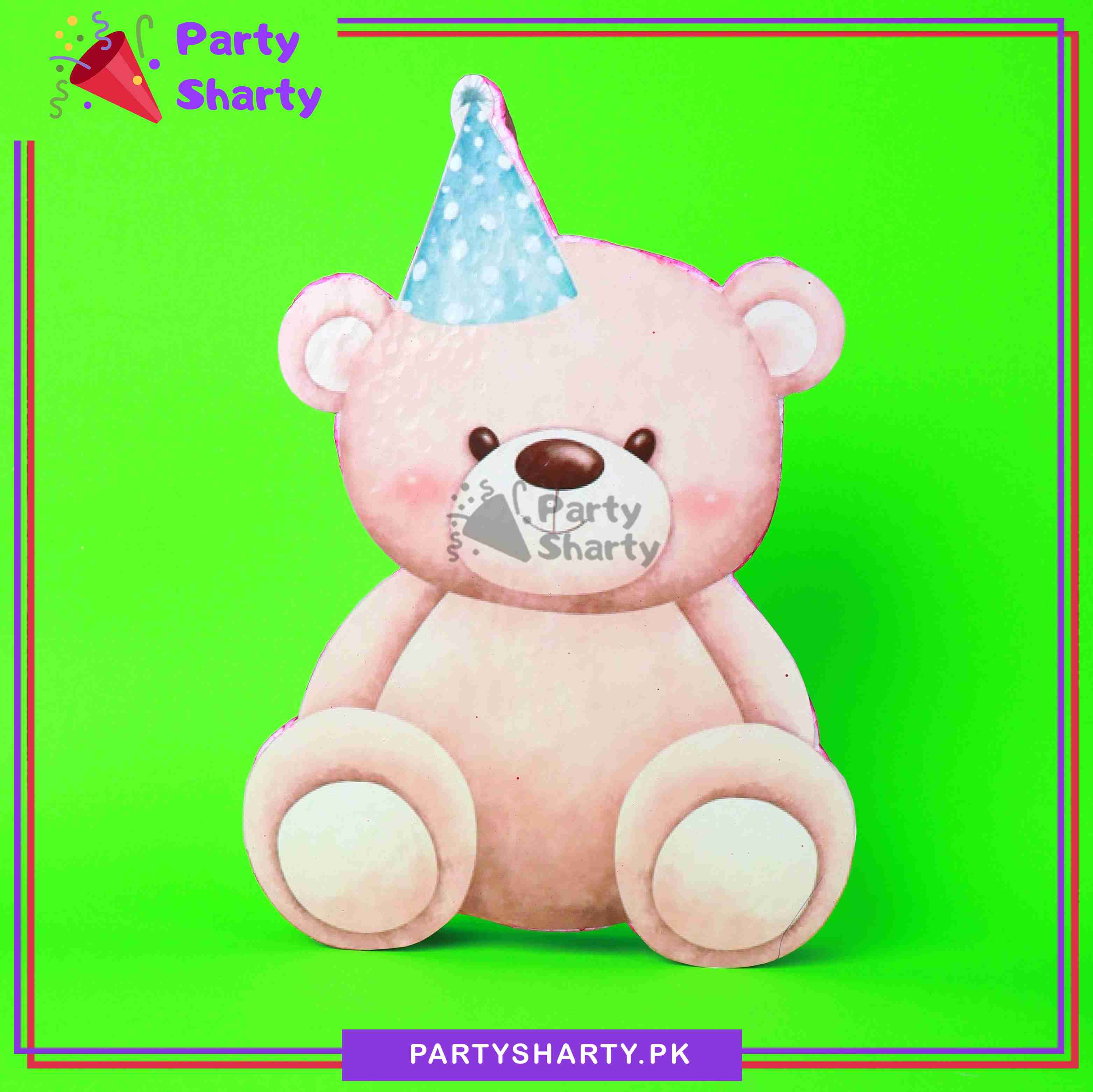 Teddy Bear Character with Cap Thermocol Standee For Teddy Bear Theme Based Birthday Celebration and Party Decoration