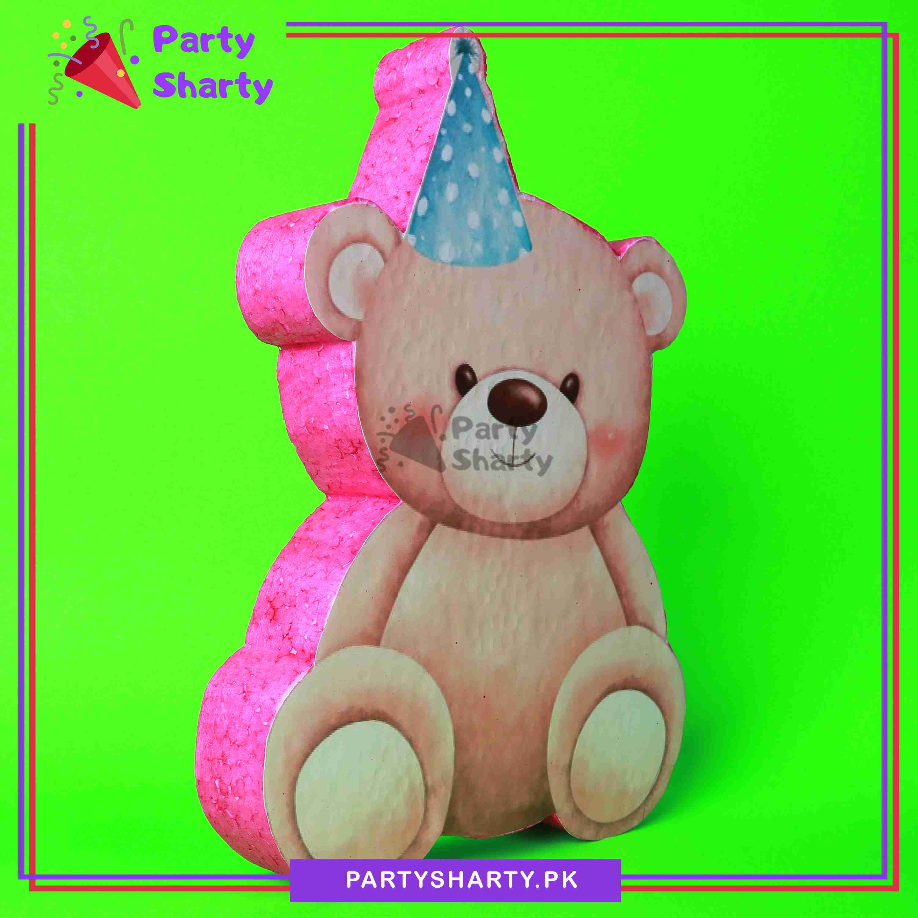Teddy Bear Character with Cap Thermocol Standee For Teddy Bear Theme Based Birthday Celebration and Party Decoration