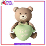 Teddy Bear with Love Printed Heart Foil Balloon For Teddy Bear Theme Party Decoration & Celebration