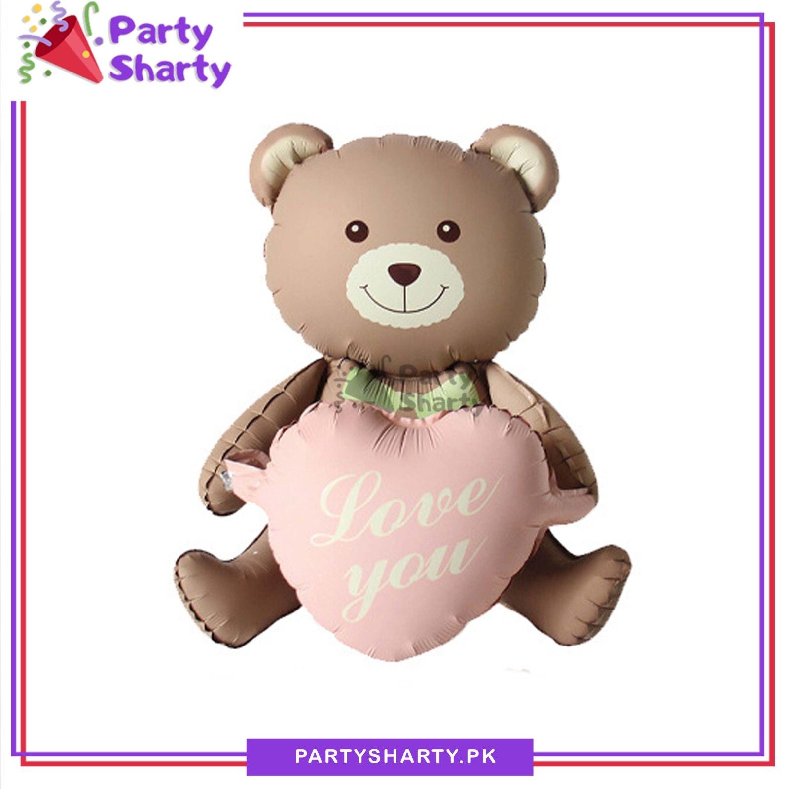 Teddy Bear with Love Printed Heart Foil Balloon For Teddy Bear Theme Party Decoration & Celebration